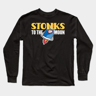 Stonks To The Moon Funny Day Trader Stock Trading Gift Long Sleeve T-Shirt